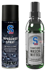 Set Spray Impermeabilizare + Detergent S100 - Protecție & Curățare Echipament Moto