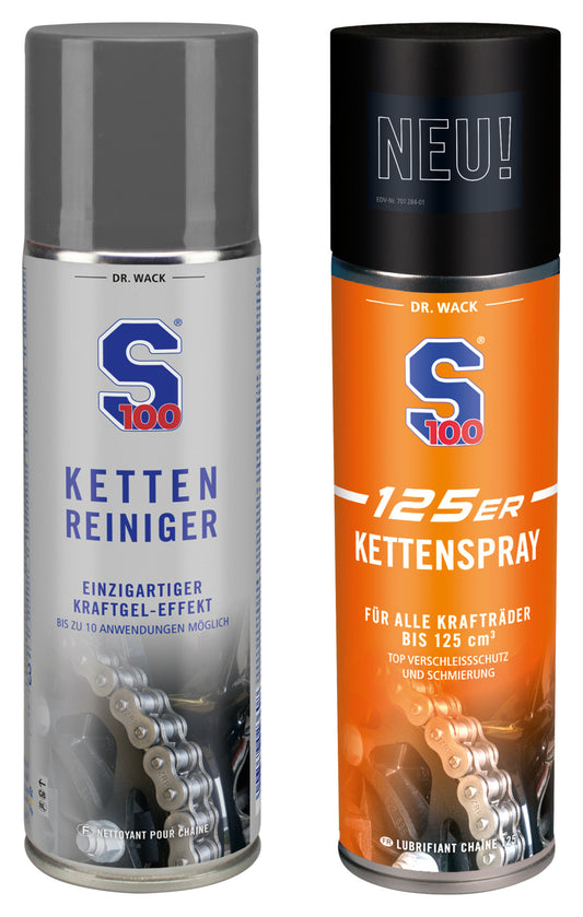 Set Spray Lanț și Curățător S100 - Protecție și Curățare Moto 125cc
