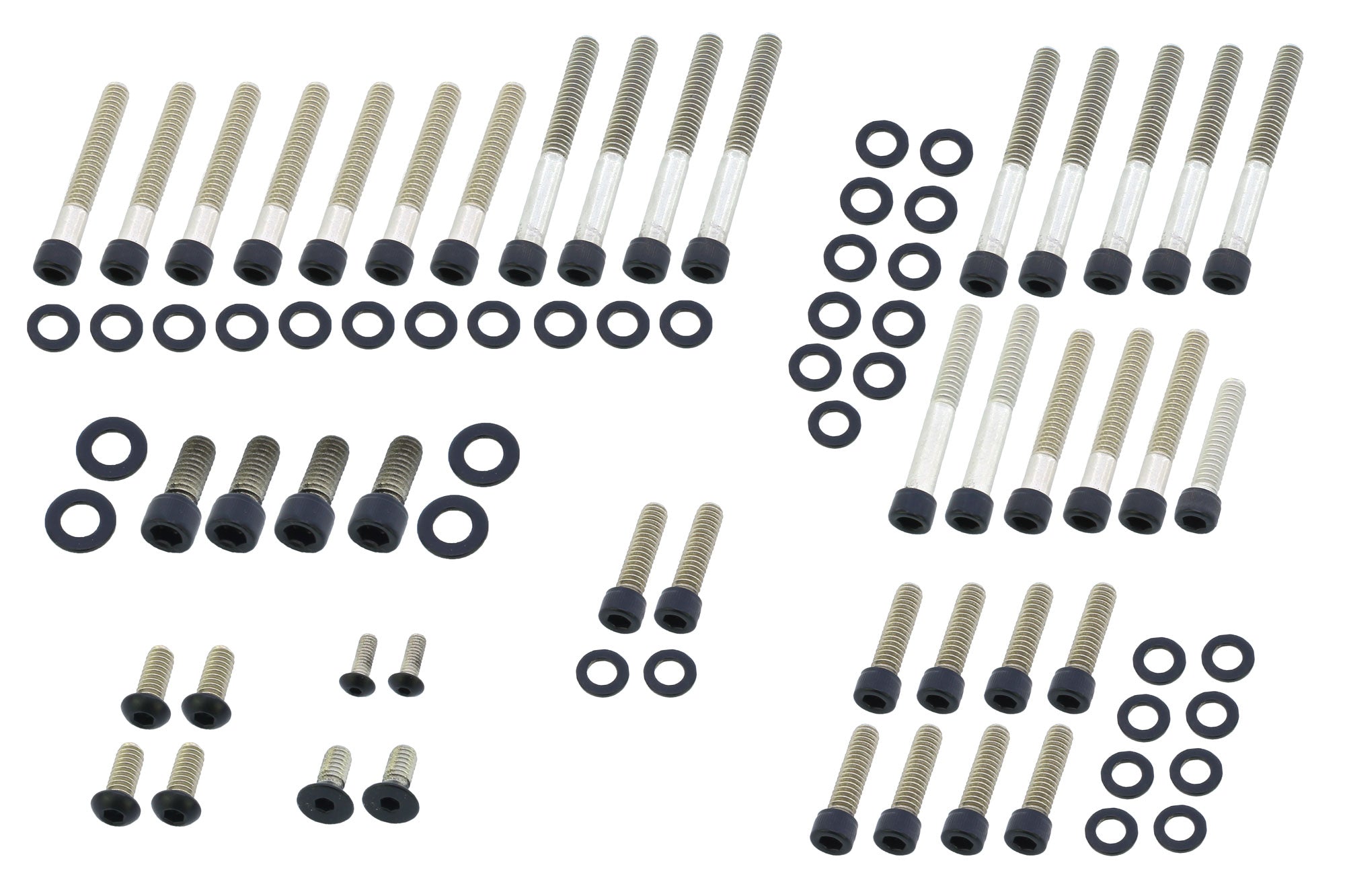 Set Șuruburi Negre Motor Harley Sportster '91+ - Louis, Inox Mat