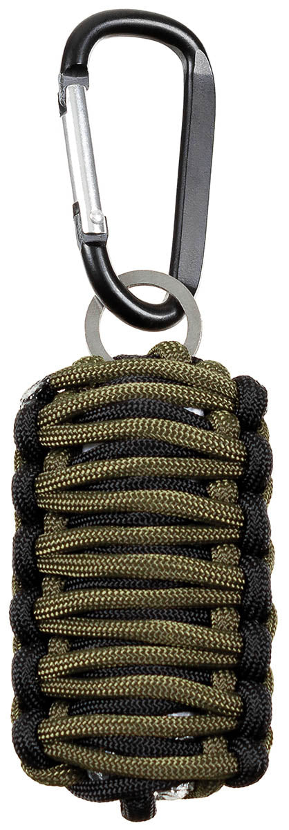 Set Survival Parachute Cord Oliv/Negru MFH - Împletit Paracord, Cu Carabină