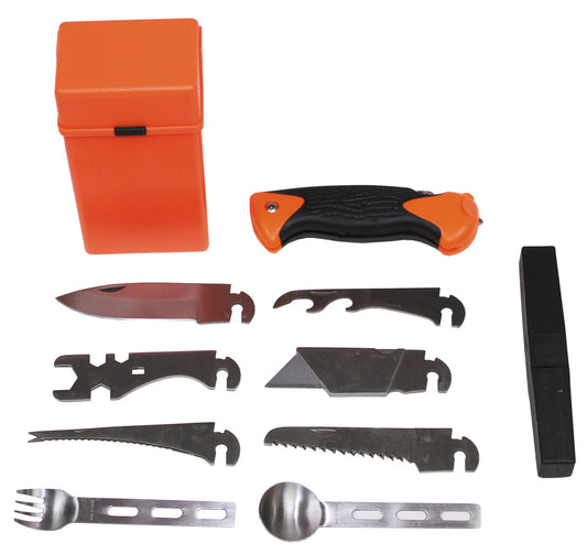 Set Survival "Special", 27 piese Portocaliu MFH - Cutie rezistentă la șocuri, Multitool