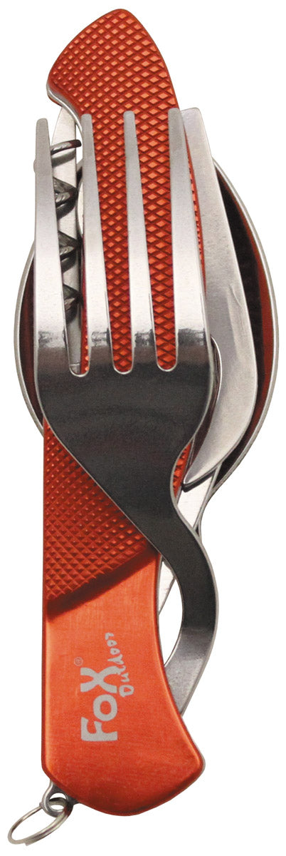 Set Tacâmuri Pliabil 6-în-1 Roșu FoxOutdoor - Oțel 2Cr14, Divizibil