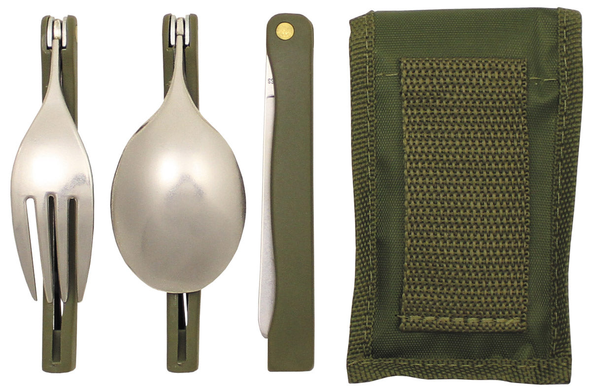 Set Tacâmuri Pliabile Camping Verde Oliv MFH - Pliabil, Etui Nylon