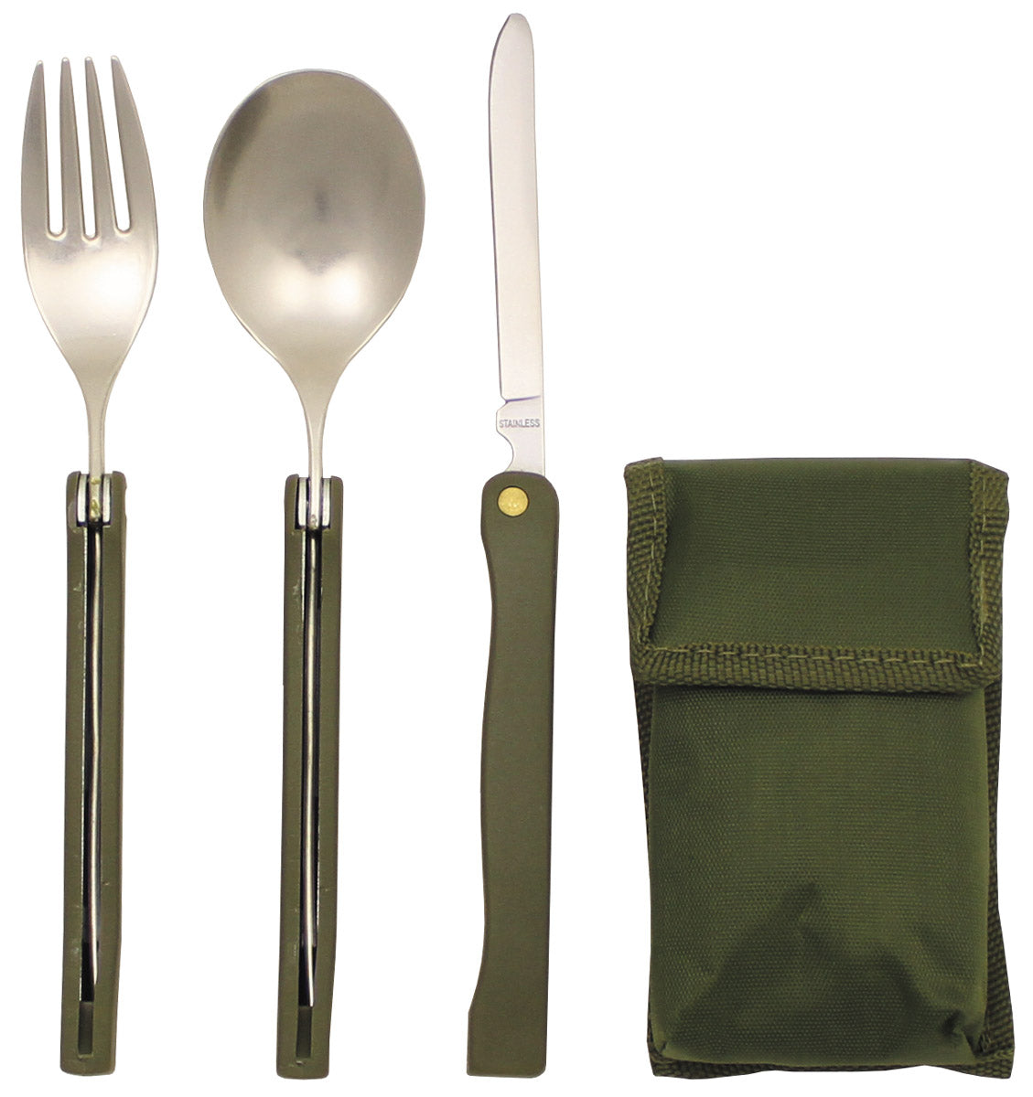 Set Tacâmuri Pliabile Camping Verde Oliv MFH - Pliabil, Etui Nylon