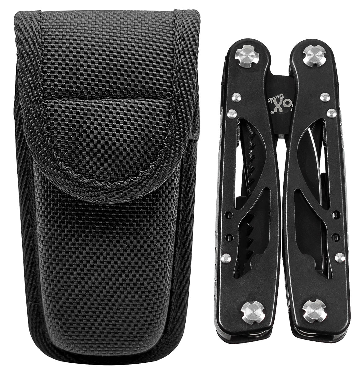 Set Unelte "Scout" Negru FoxOutdoor - 9-în-1, Lamă 5.5cm