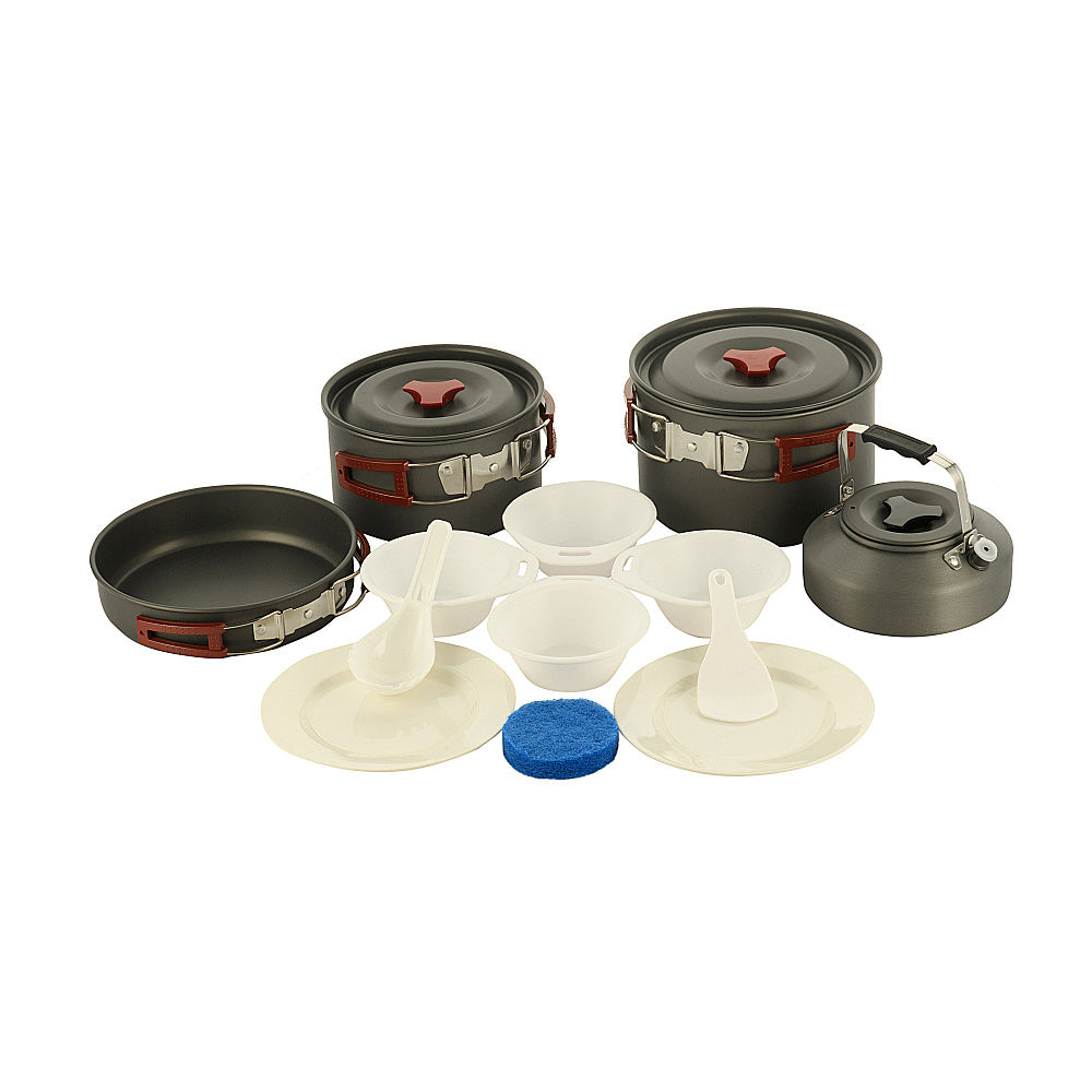 Set Veselă Camping M-Tac - Aluminiu Anodizat Gri pentru 4-5 Persoane