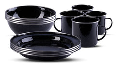 Set Veselă Emailată Western 12 Piese – Negru