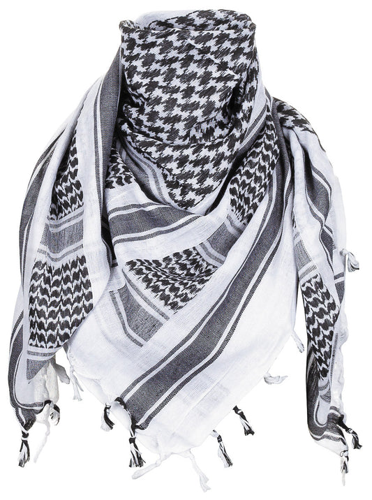 Shemagh Clasic Negru-Alb MFH - 100% Bumbac, 110x110cm