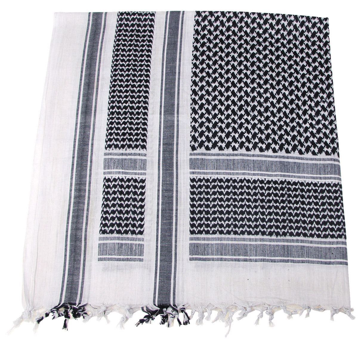 Shemagh Clasic Negru-Alb MFH - 100% Bumbac, 110x110cm