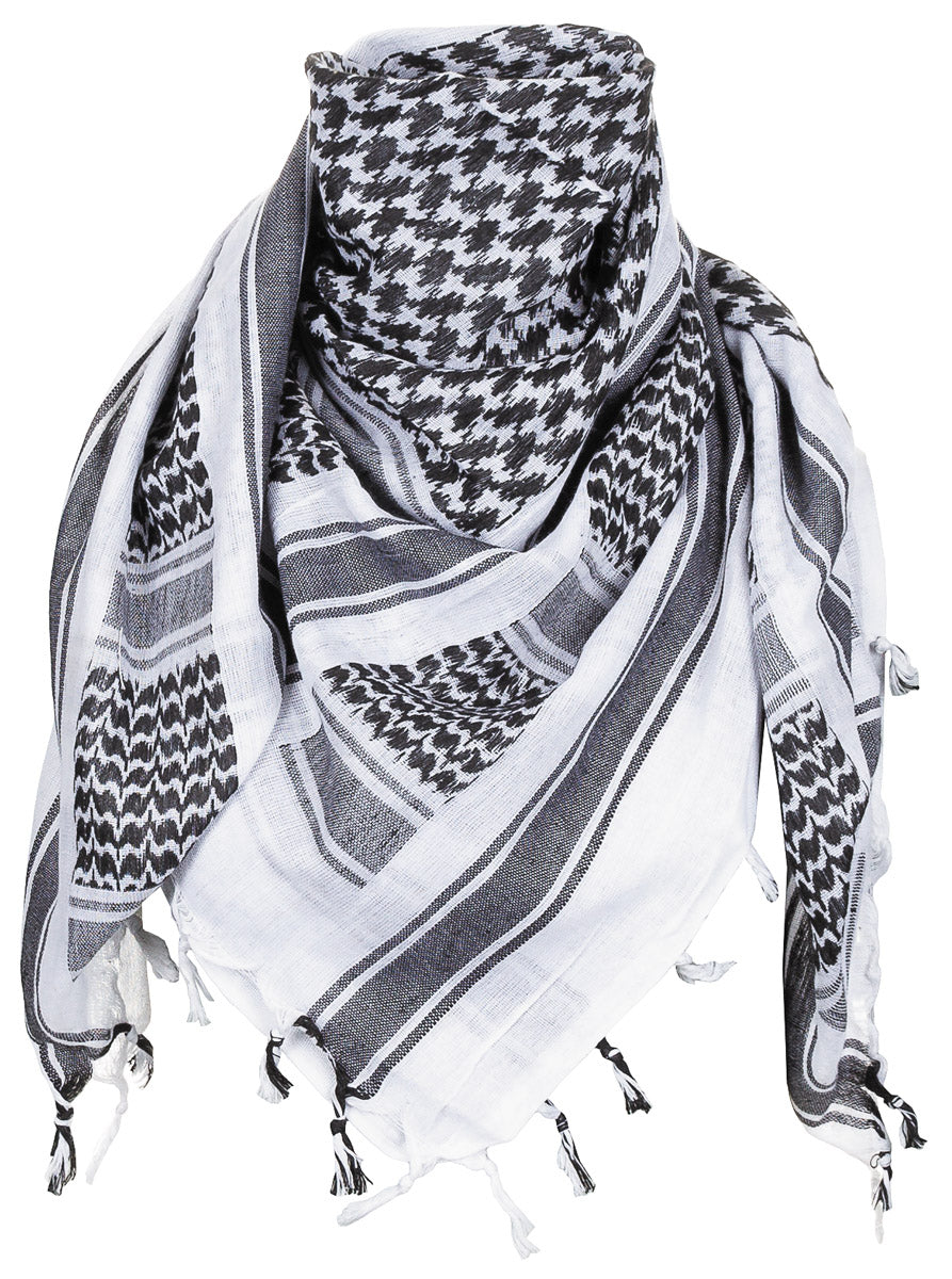 Shemagh Clasic Negru-Alb MFH - 100% Bumbac, 110x110cm