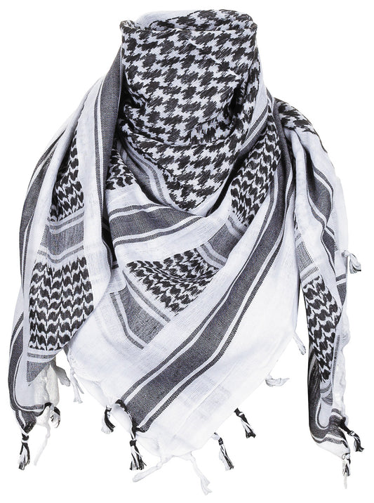 Shemagh Clasic Negru-Alb MFH - 100% Bumbac, 110x110cm