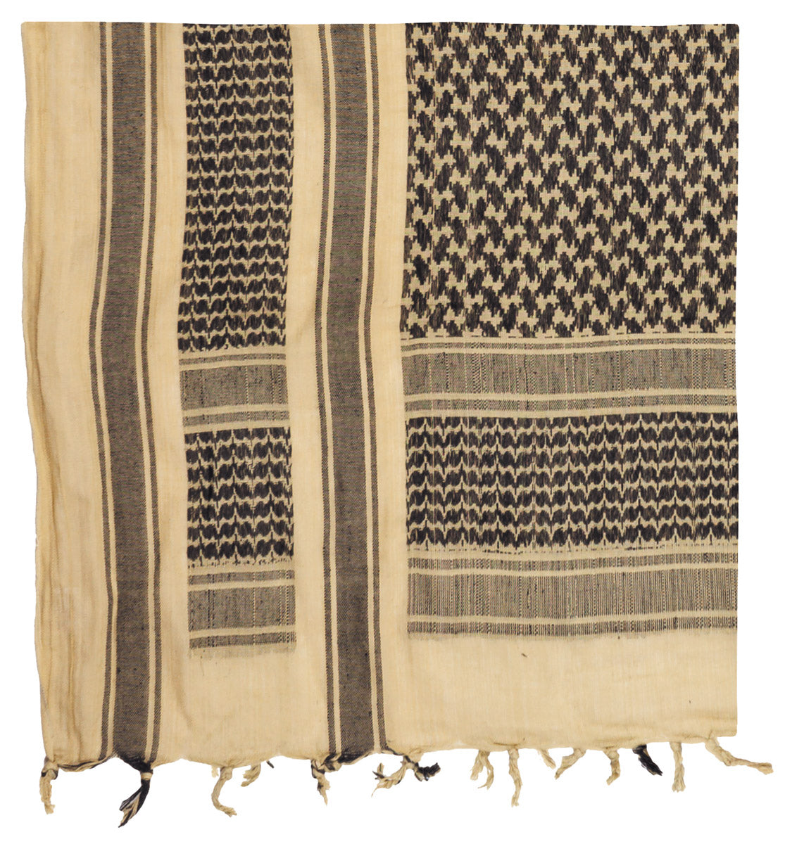 Shemagh Clasic Sand-Negru MFH - 100% Bumbac, 110x110 cm