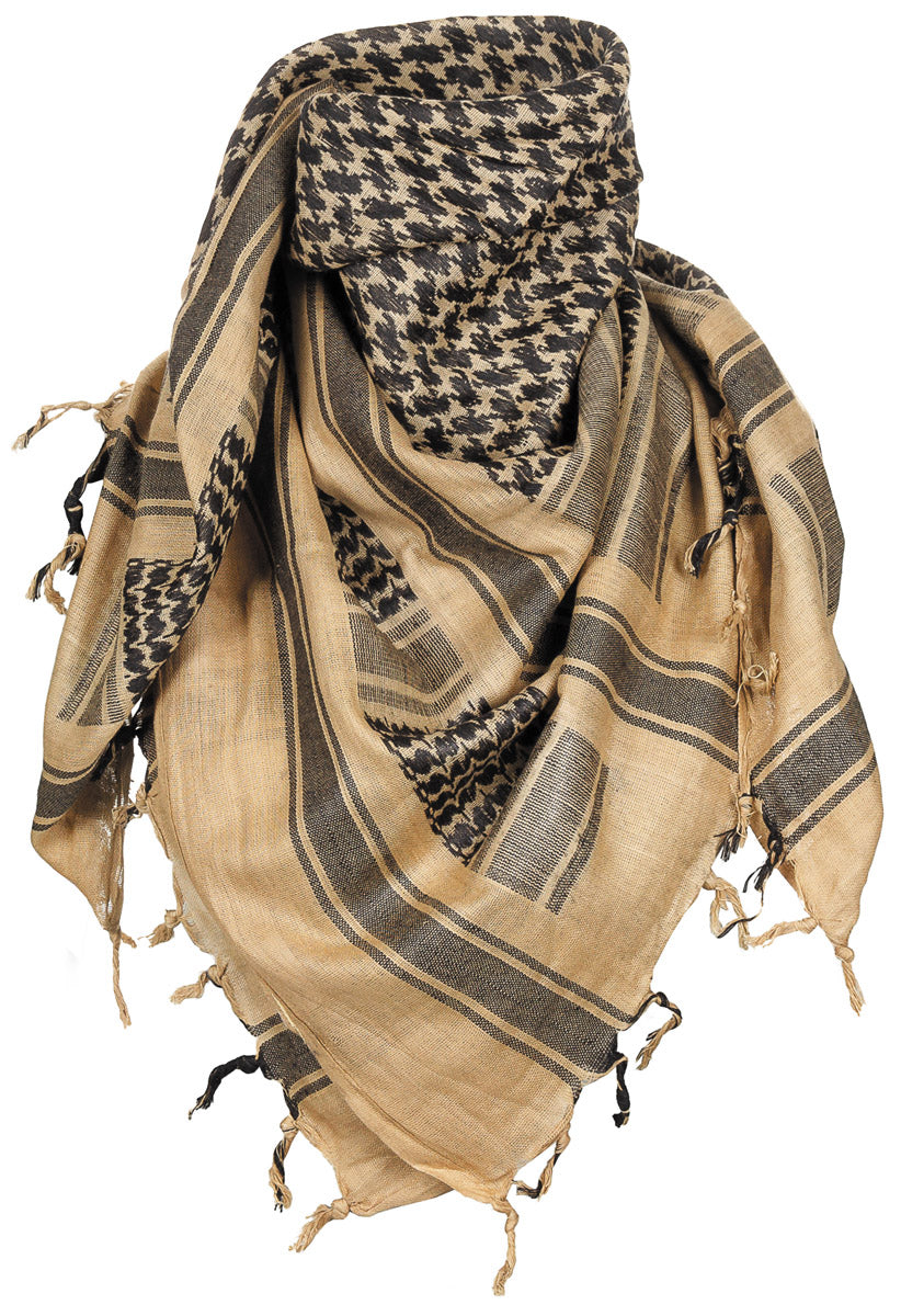 Shemagh Clasic Sand-Negru MFH - 100% Bumbac, 110x110 cm