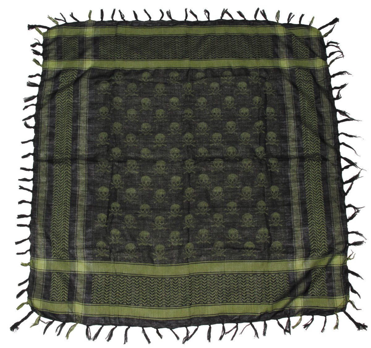 Shemagh Clasică Totenkopf Oliv-Negru MFH - 100x100 cm, Confort Ridicat