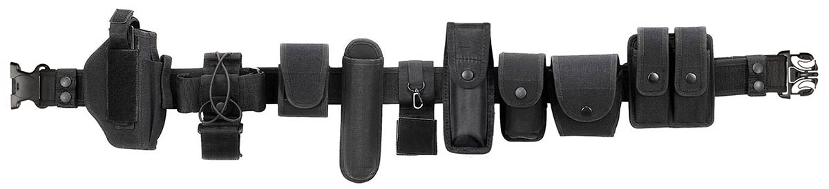Sistem Centură Tactică "Security" Negru MFH - 12 Piese, Nylon 1000D