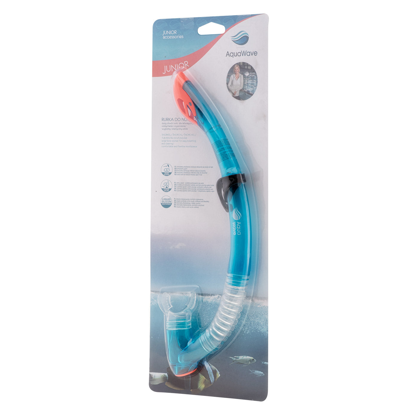 Snorkel Copii OXY JR AQUAWAVE - Valvă Anti-Val, Silicon Lichid - 2