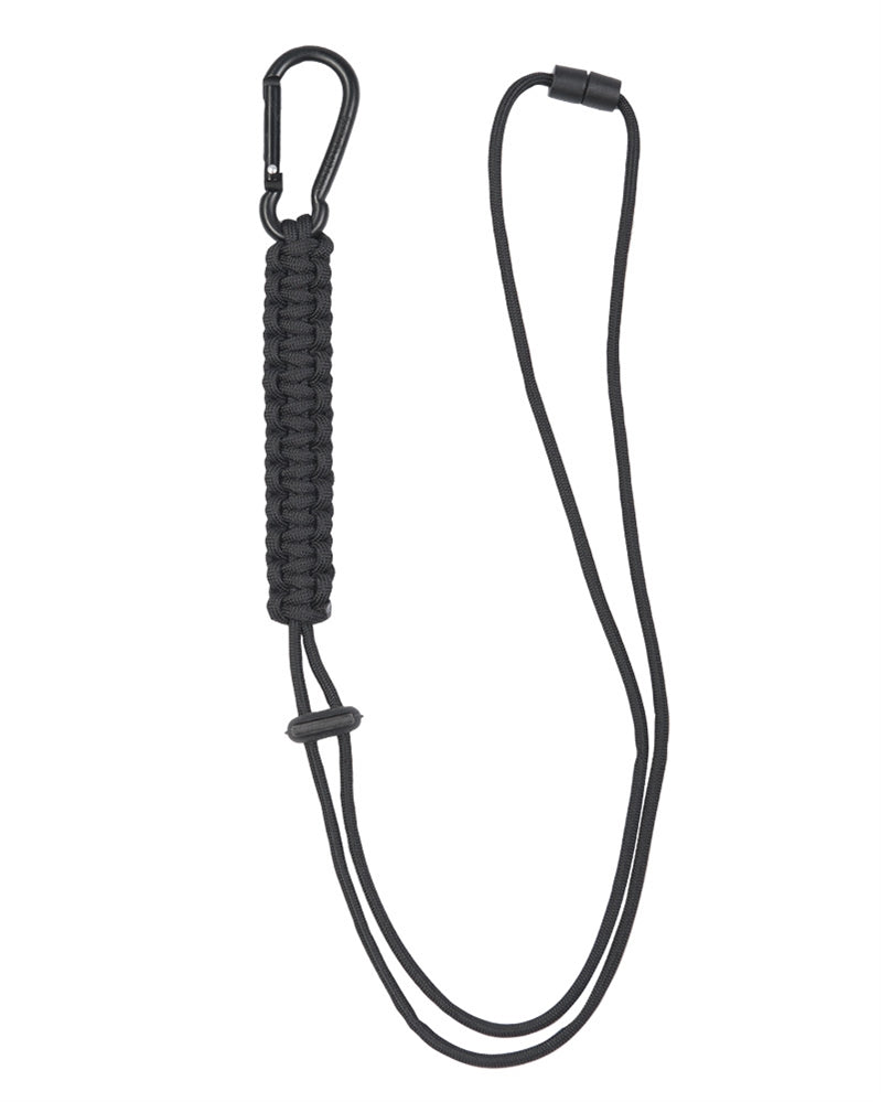 Șnur Lanyard Paracord Mil-Tec cu Carabinieră – 57 cm, Prindere Rapidă, Negru