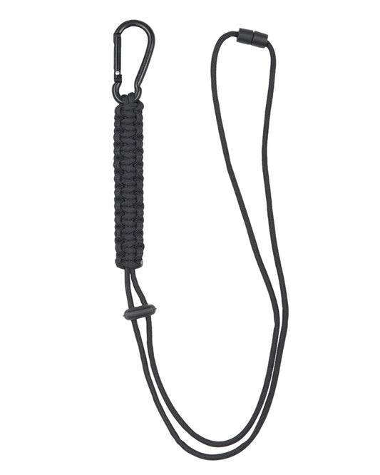 Șnur Lanyard Paracord Mil-Tec cu Carabinieră – 57 cm, Prindere Rapidă, Negru
