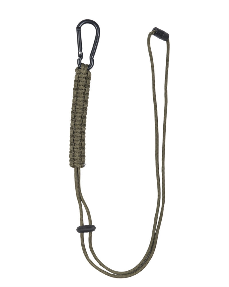 Șnur Lanyard Paracord Mil-Tec cu Carabinieră – 57 cm, Prindere Rapidă, Oliv