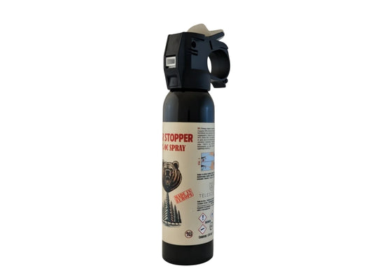 Spray anti-urs cu piper 150 ml Bear Stopper, 10% OC, 8m, pentru aparare impotriva ursilor, cainilor si a altor animale, pulverizare dispersie