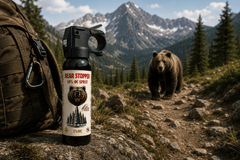 Set Spray anti-urs cu piper 200 ml Bear Stopper, 10% OC, 8m + Husa