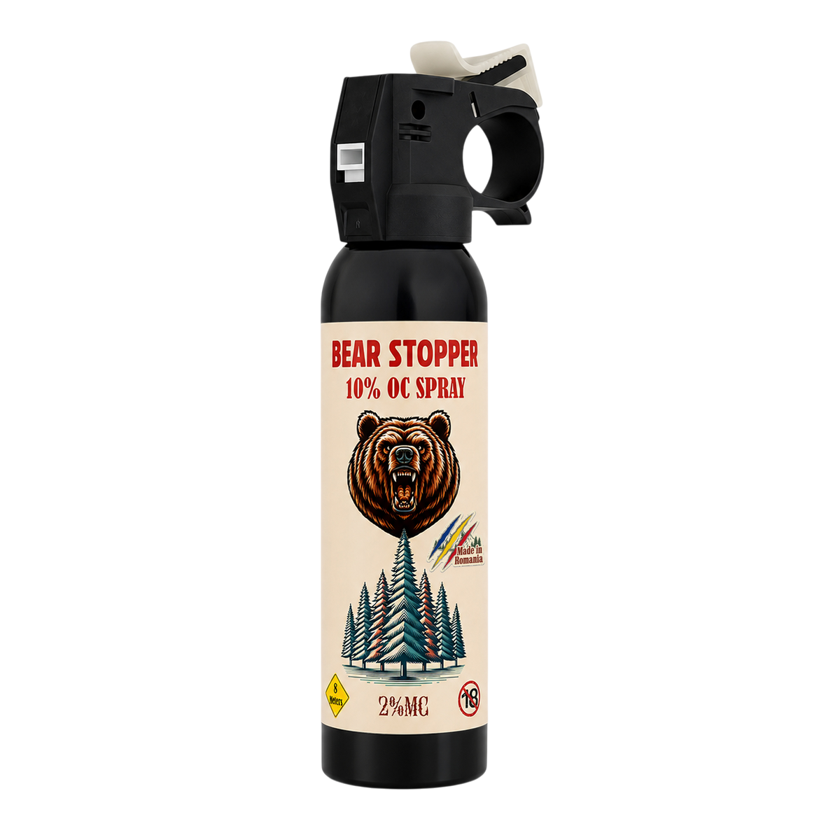 Spray anti-urs cu piper 150 ml Bear Stopper, 10% OC, 8m, pentru aparare impotriva ursilor, cainilor si a altor animale, pulverizare dispersie