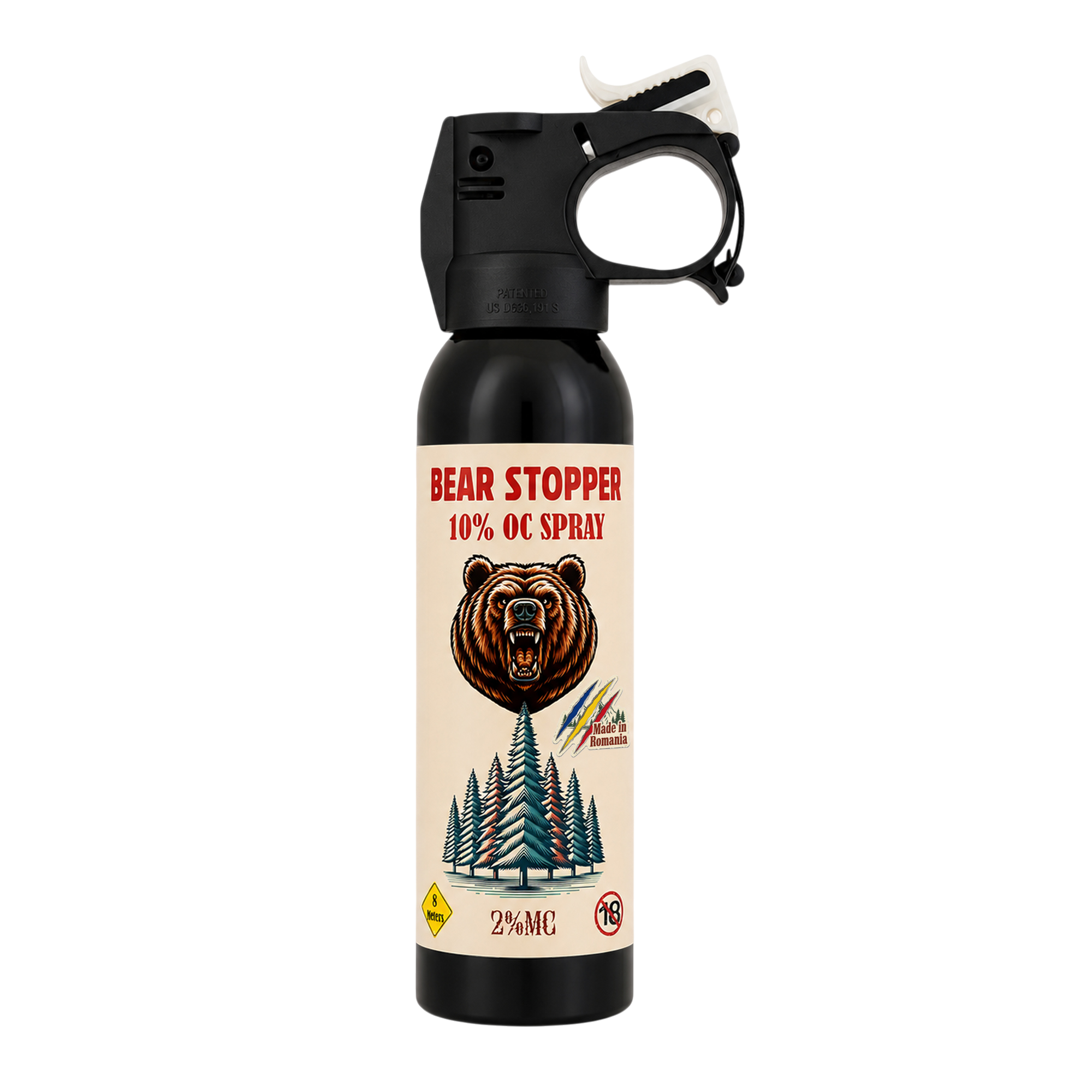 Spray anti-urs cu piper 150 ml Bear Stopper, 10% OC, 8m, pentru aparare impotriva ursilor, cainilor si a altor animale, pulverizare dispersie