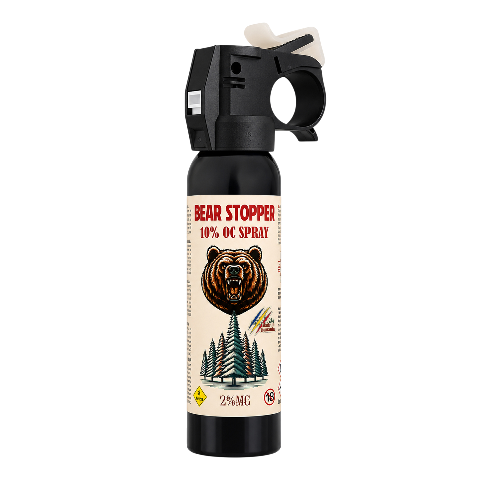 Spray anti-urs cu piper 200 ml Bear Stopper, 10% OC, 8m, pentru aparare impotriva ursilor, cainilor si a altor animale, pulverizare dispersie