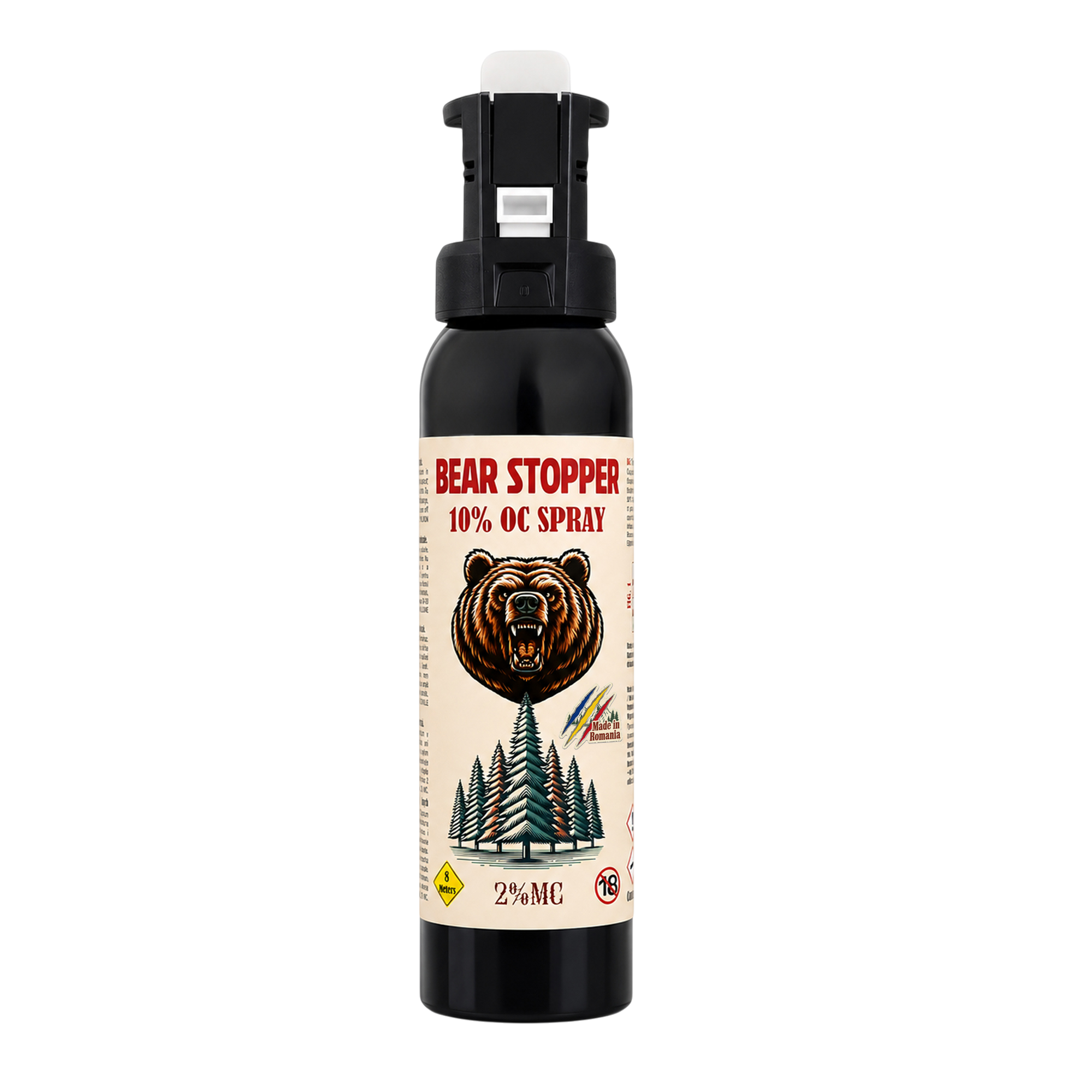 Spray anti-urs cu piper 200 ml Bear Stopper, 10% OC, 8m, pentru aparare impotriva ursilor, cainilor si a altor animale, pulverizare dispersie