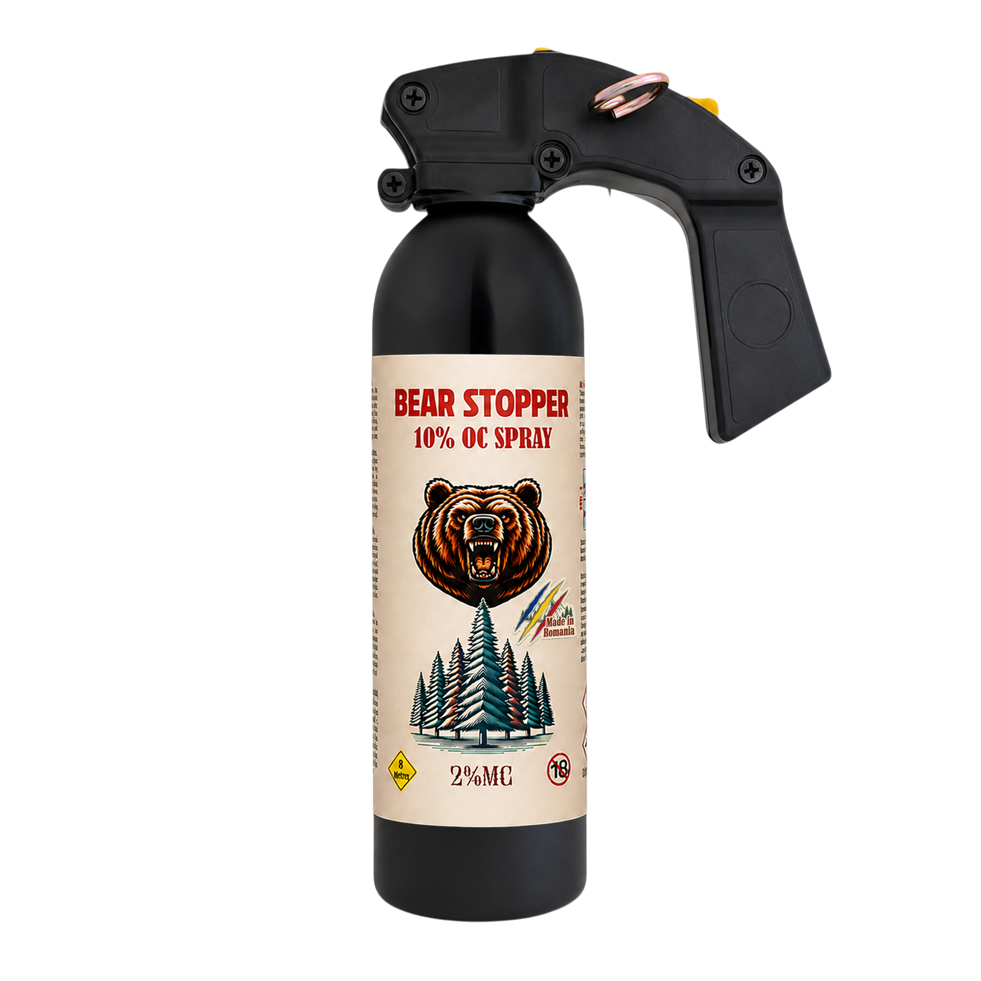 Spray anti-urs cu piper 400 ml Bear Stopper, 10% OC, 8m, pentru aparare impotriva ursilor, cainilor si a altor animale, pulverizare dispersie
