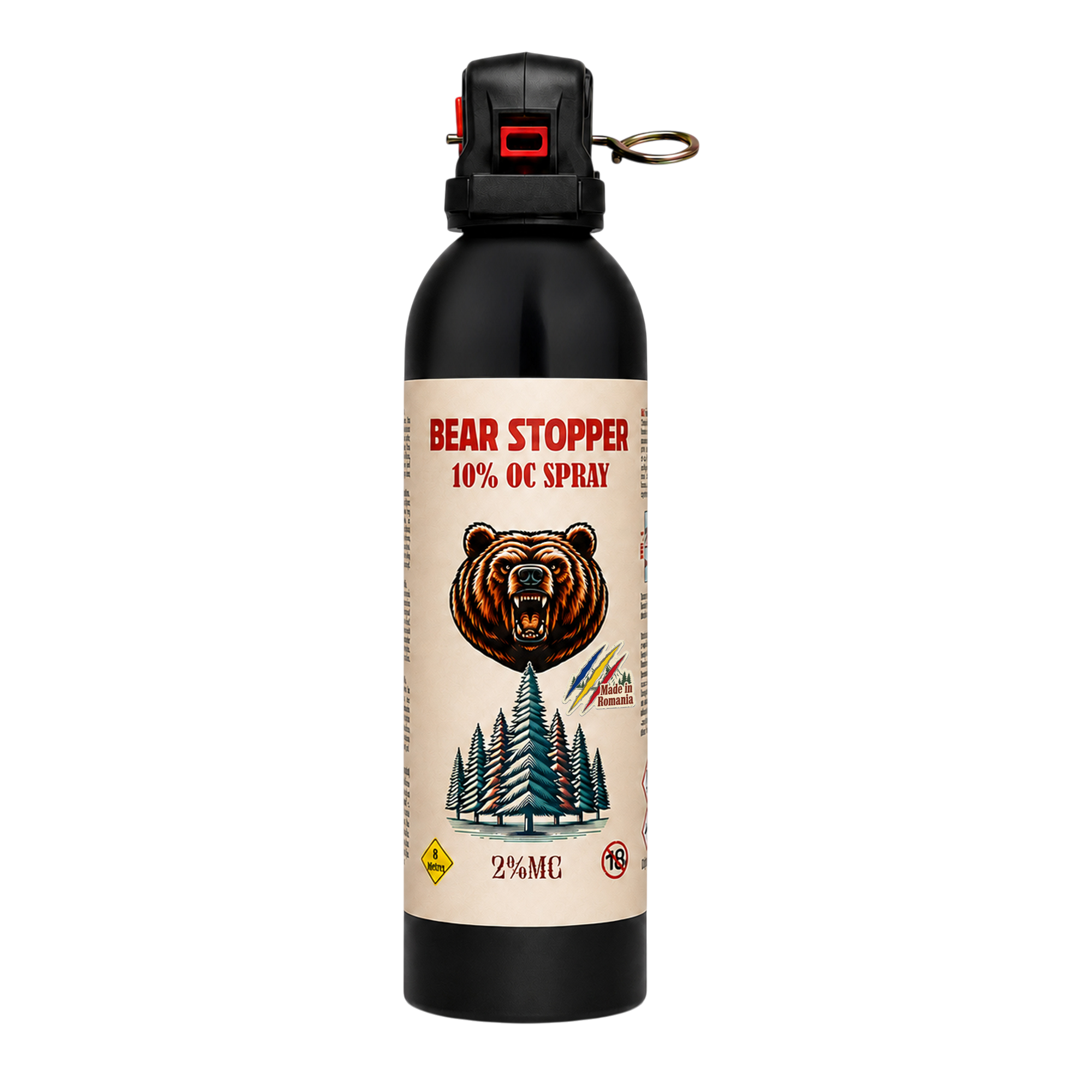 Spray anti-urs cu piper 400 ml Bear Stopper, 10% OC, 8m, pentru aparare impotriva ursilor, cainilor si a altor animale, pulverizare dispersie
