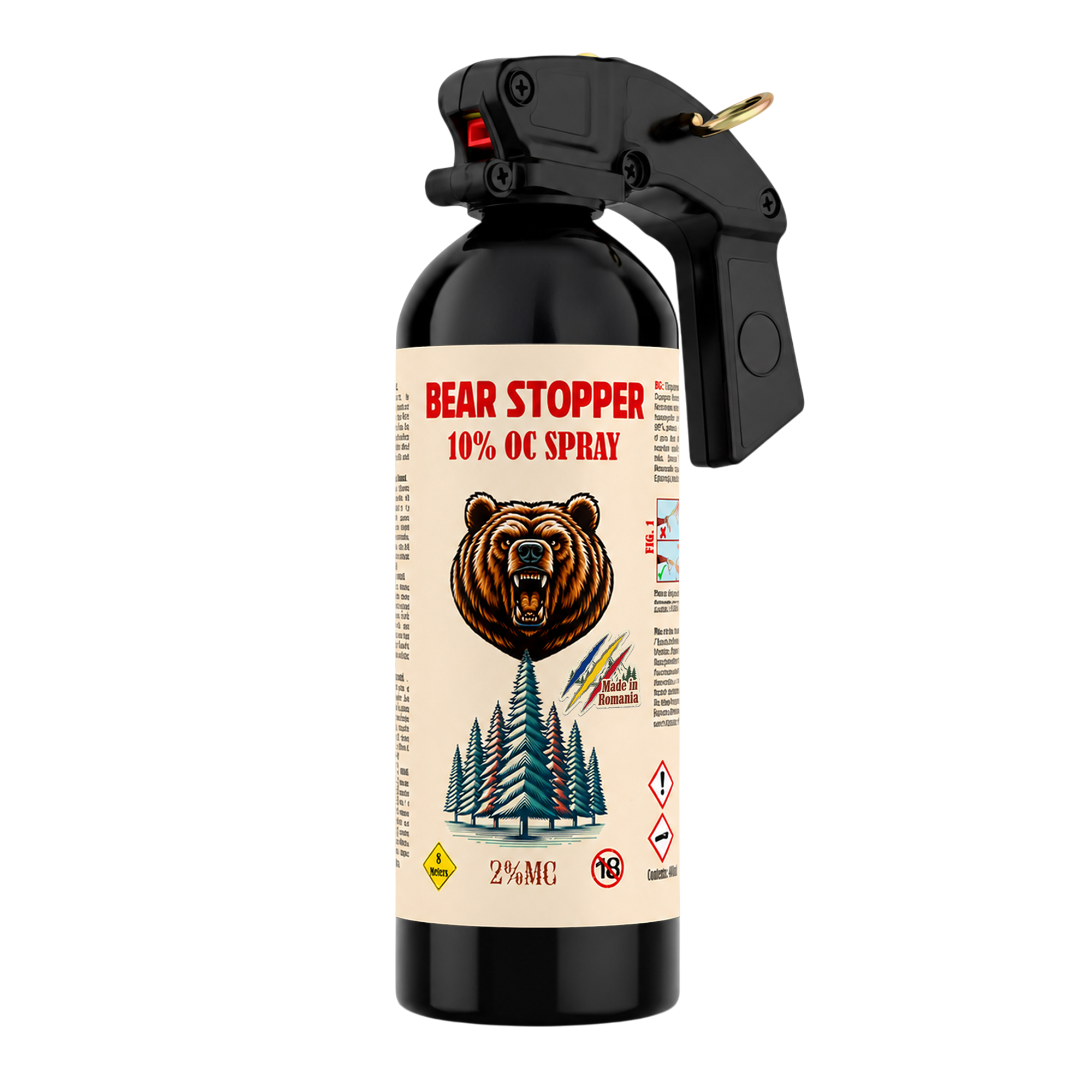 Spray anti-urs cu piper 750 ml Bear Stopper, 10% OC, 8m, pentru aparare impotriva ursilor, cainilor si a altor animale, pulverizare dispersie