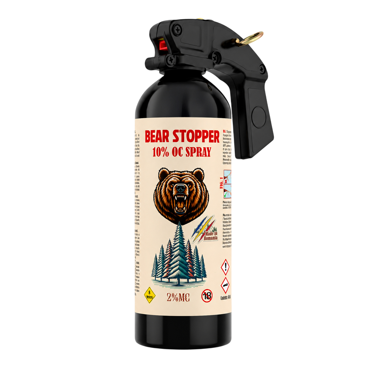 Spray anti-urs cu piper 750 ml Bear Stopper, 10% OC, 8m, pentru aparare impotriva ursilor, cainilor si a altor animale, pulverizare dispersie