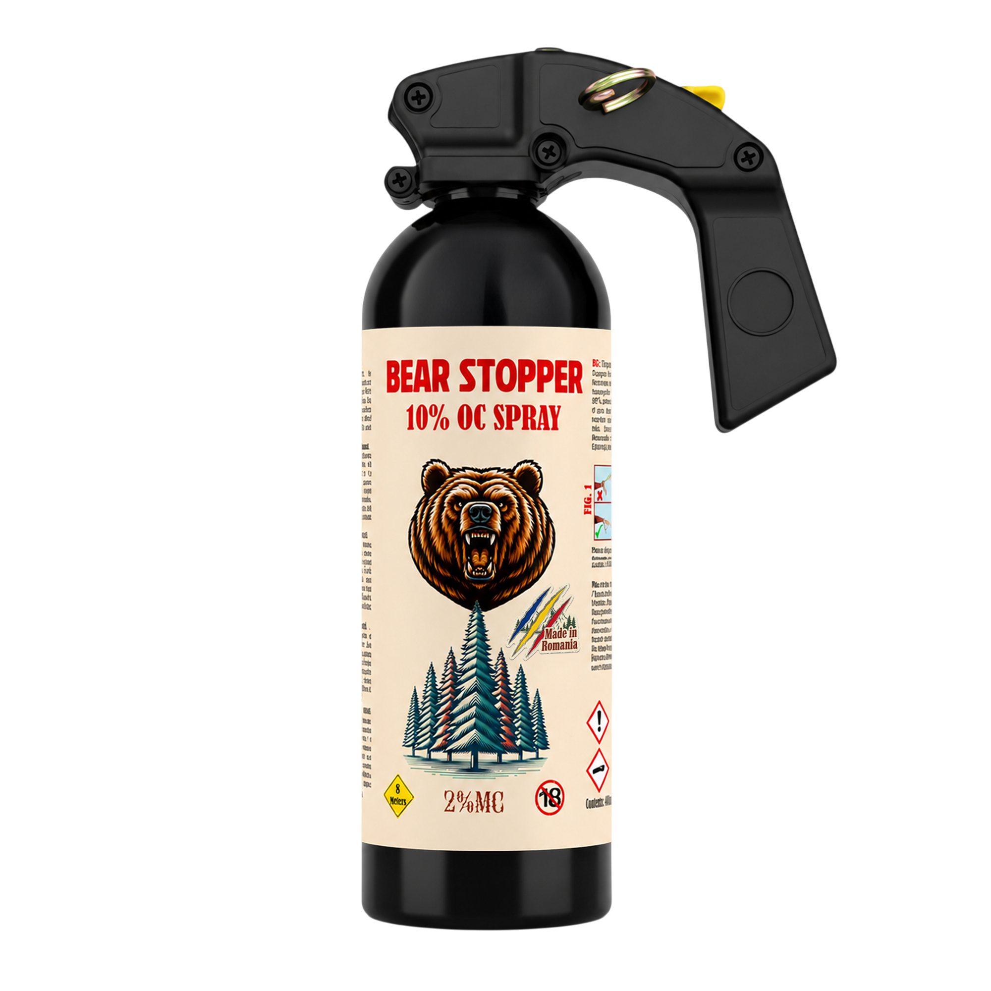 Spray anti-urs cu piper 750 ml Bear Stopper, 10% OC, 8m, pentru aparare impotriva ursilor, cainilor si a altor animale, pulverizare dispersie