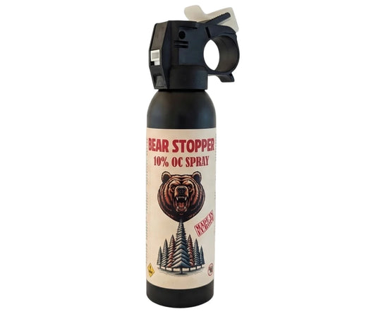 Spray anti-urs cu piper 200 ml Bear Stopper, 10% OC, 8m, pentru aparare impotriva ursilor, cainilor si a altor animale, pulverizare dispersie