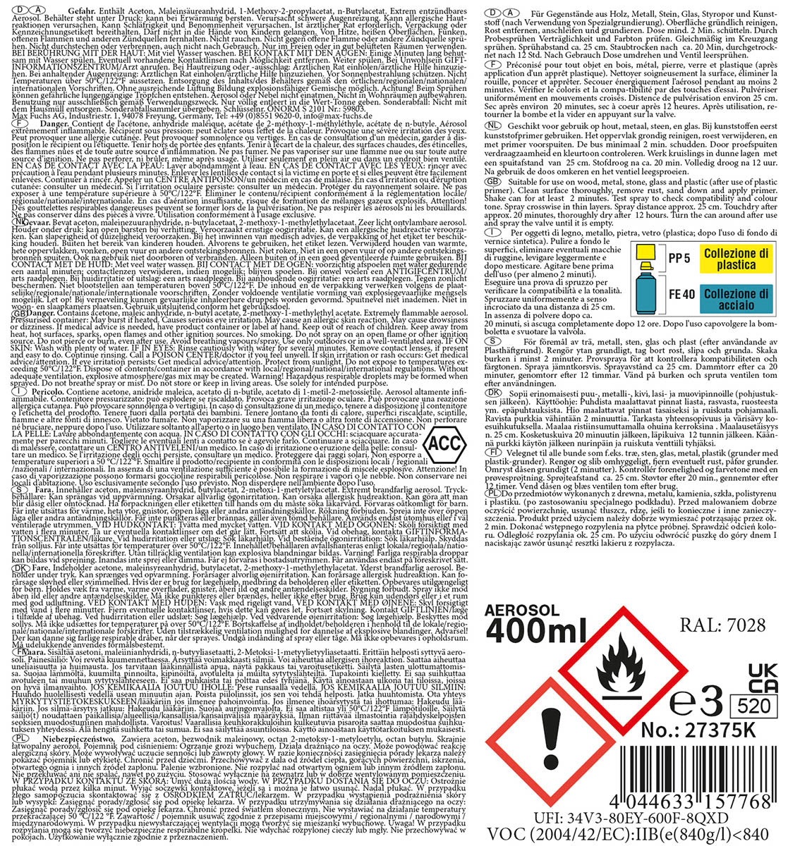 Spray Vopsea Army Galben închis MFH - Mat, 400 ml