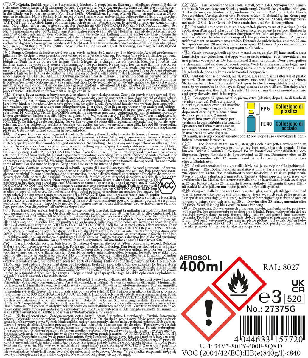 Spray Vopsea Army Maro Mat MFH - RAL8027, Rezistent 80°C