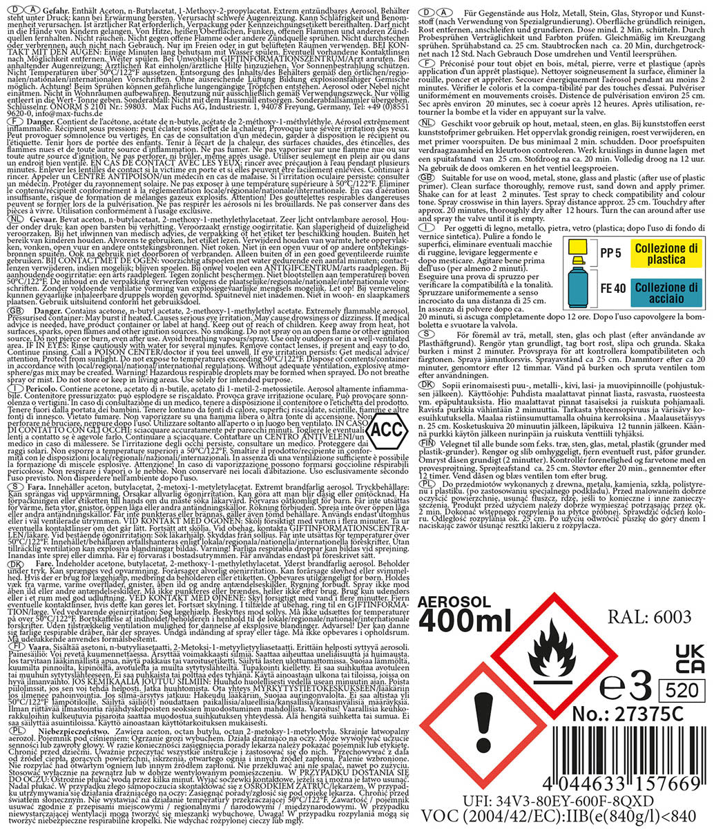 Spray Vopsea Army NVA Verde MFH - RAL6003, 400ml