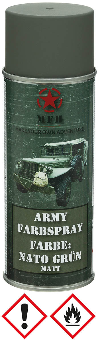 Spray Vopsea Army Verde OD Mat MFH - Uscare 20 min, Rezistent 80°C