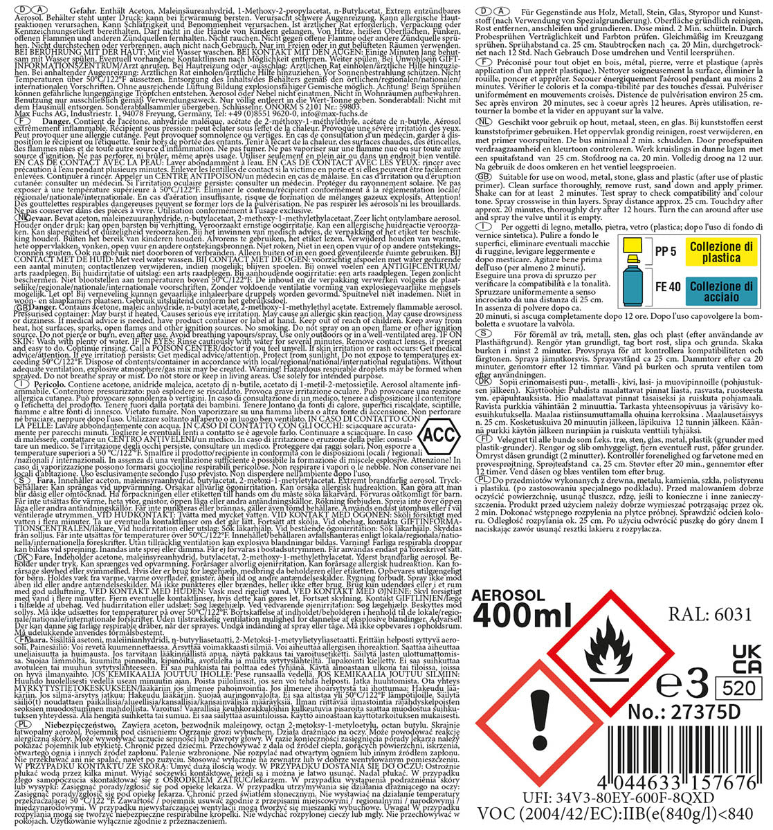 Spray Vopsea Army Verde Pădure MFH - Mat, RAL6031
