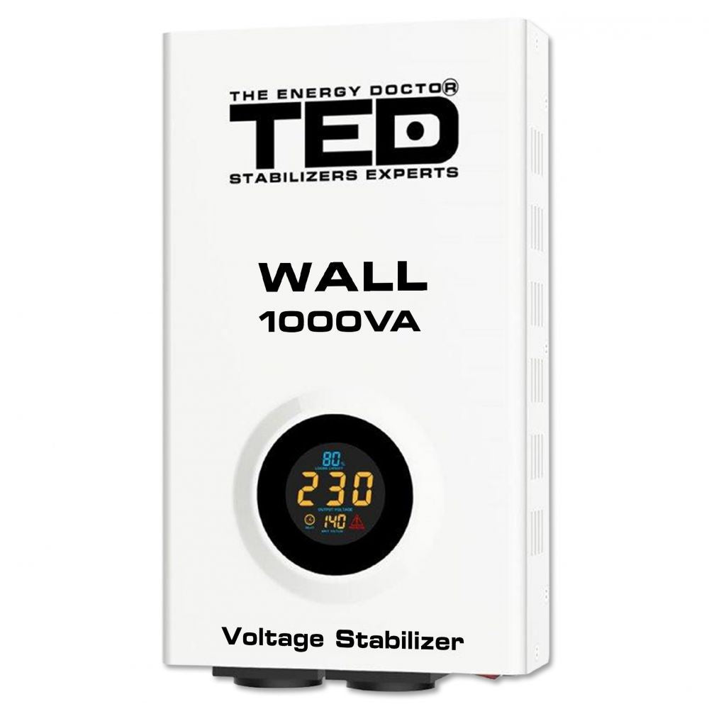 Stabilizator Retea 1000VA AVR LCD TED Electric - Montaj Perete, 2 Schuko - 2