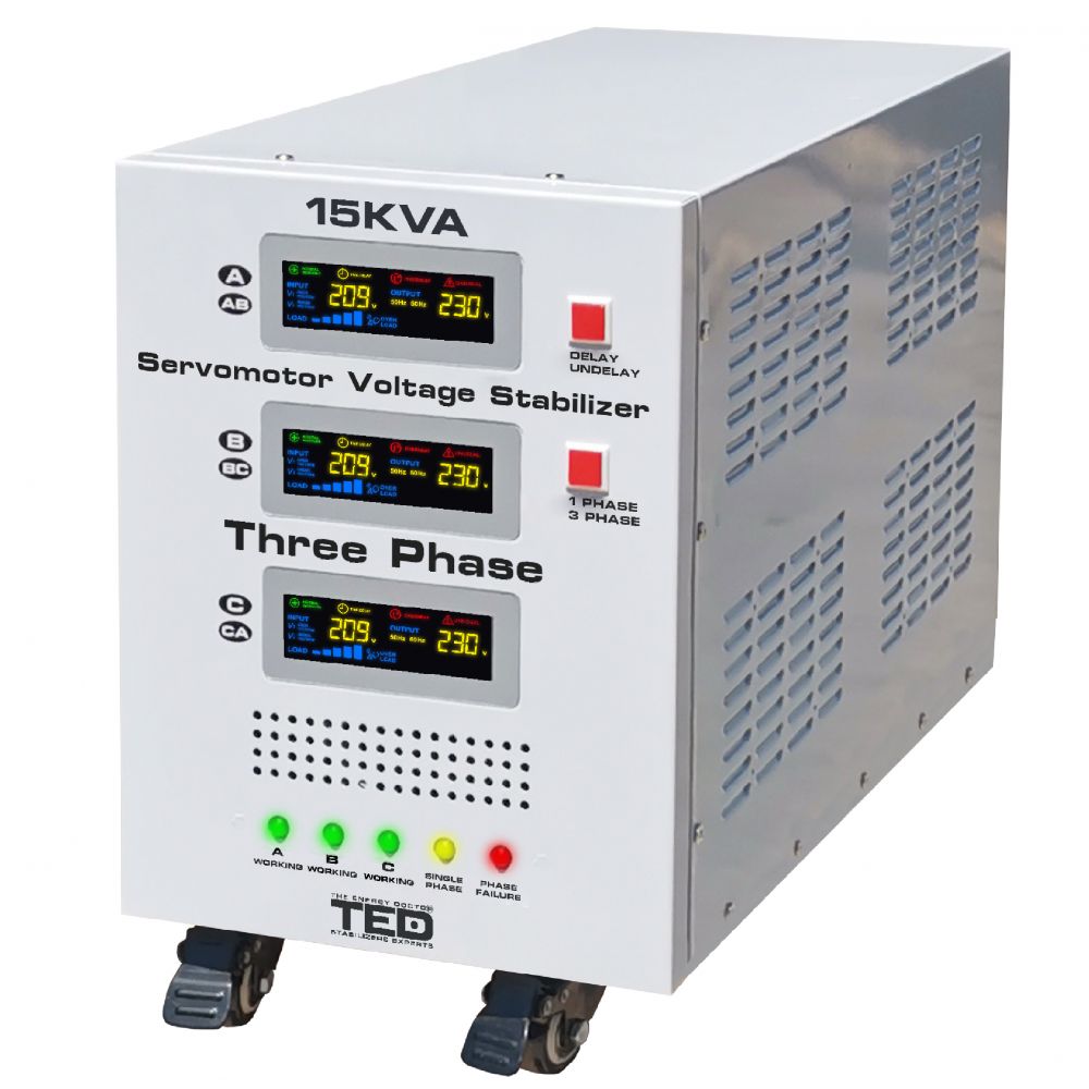 Stabilizator Rețea 15KVA SVC Servomotor Trifazat TED Electric - Protecție Avansată - 2