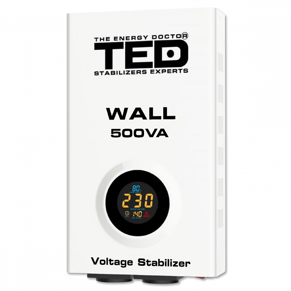 Stabilizator Tensiune 500VA AVR LCD TED Electric - 2 Ieșiri Schuko, Montaj Perete - 2