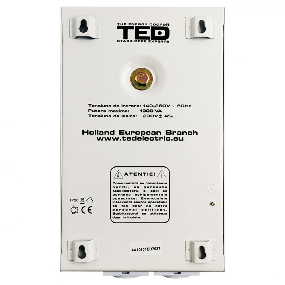 Stabilizator Tensiune 500VA AVR LCD TED Electric - 2 Ieșiri Schuko, Montaj Perete - 4