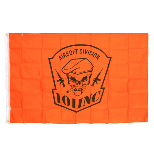 Steag 101 INC skull + sigaar Oranj 101 INC - Exprimă-ți Atitudinea