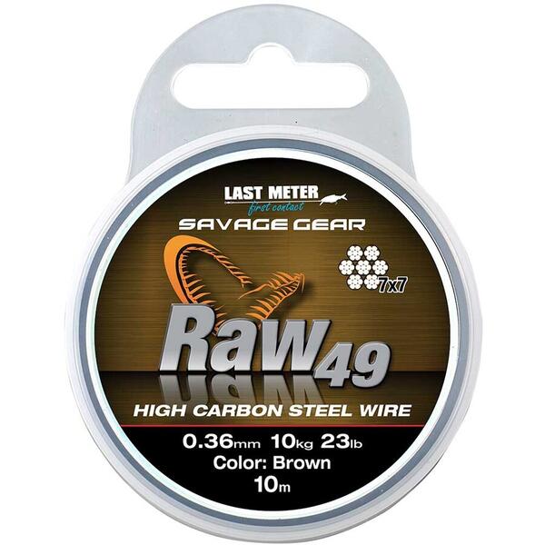 Strună Metalică Fir SAVAGE GEAR RAW49 - 7x7 Neacoperită, Rezistență Maximă