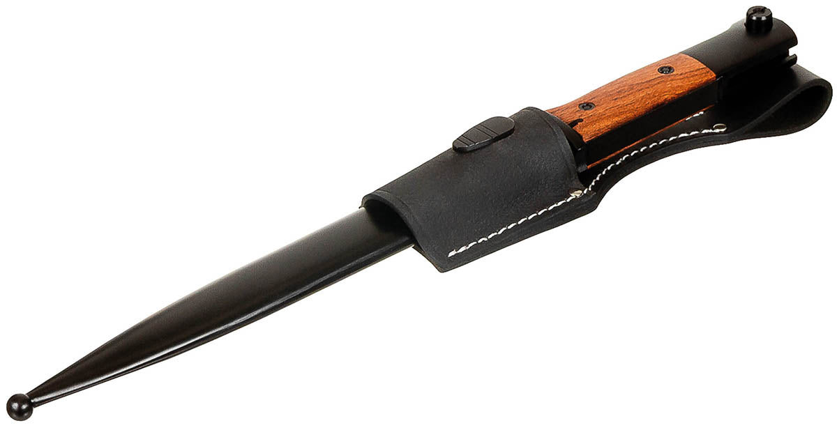 Suport Baionetă K98 Repro Negru MFH - 100% Piele, Buclă curea 5cm