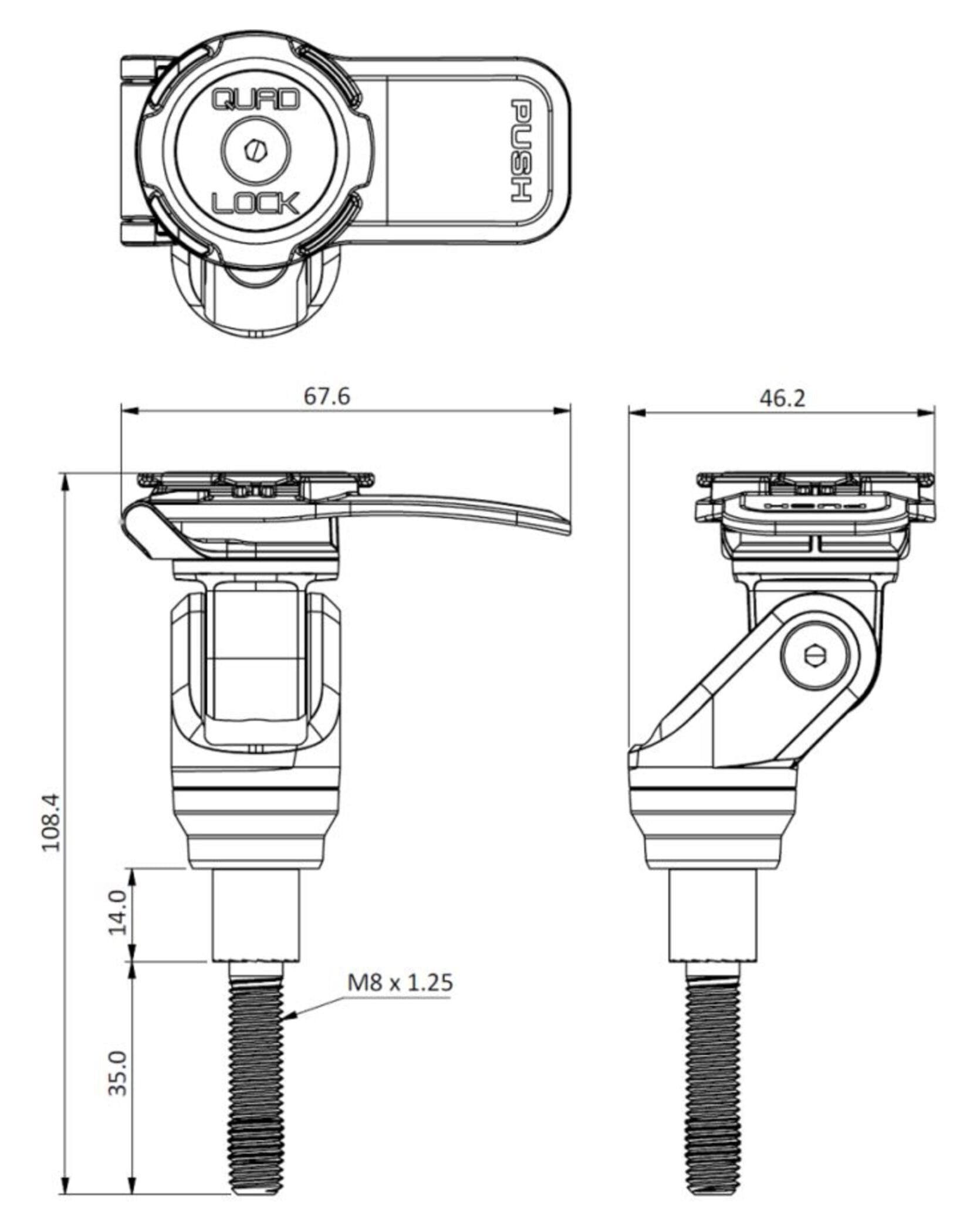 Suport Ghidon Moto Quad Lock PRO - Prindere M8, Aluminiu CNC