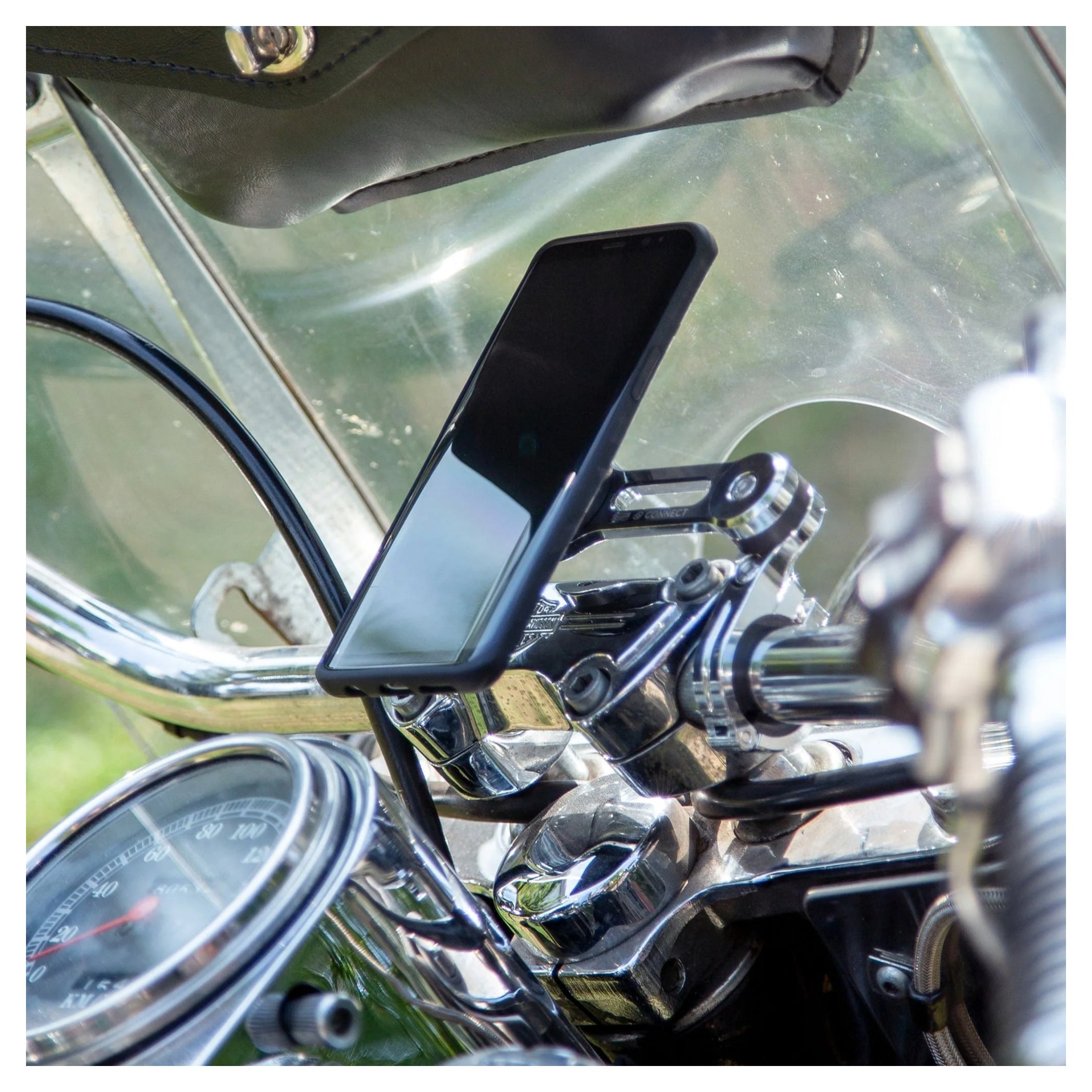 Suport Ghidon Moto SP Connect Moto Mount Pro Chrome - Anti-Vibrații, Aluminiu CNC