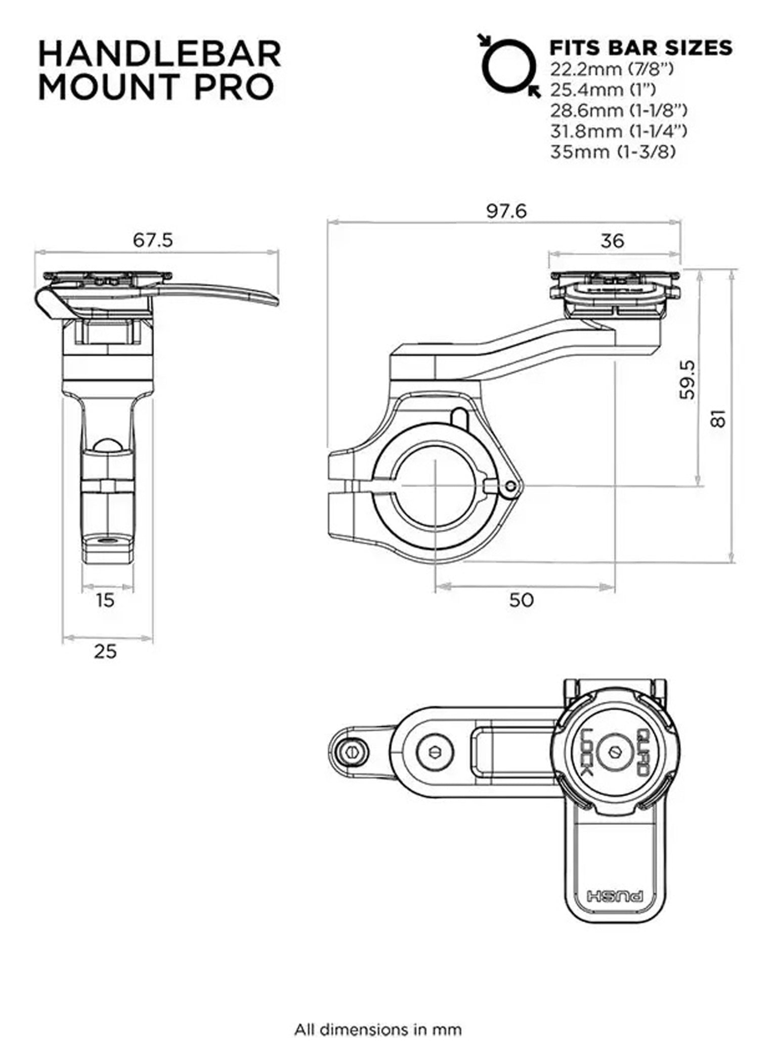 Suport Ghidon Quad Lock Indexkopf Pro - Rotire 360°, Cablu USB